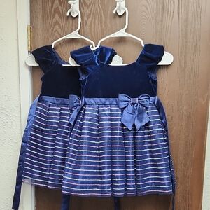 Jona Michelle Midnight Velvet Dress with Striped Skirt